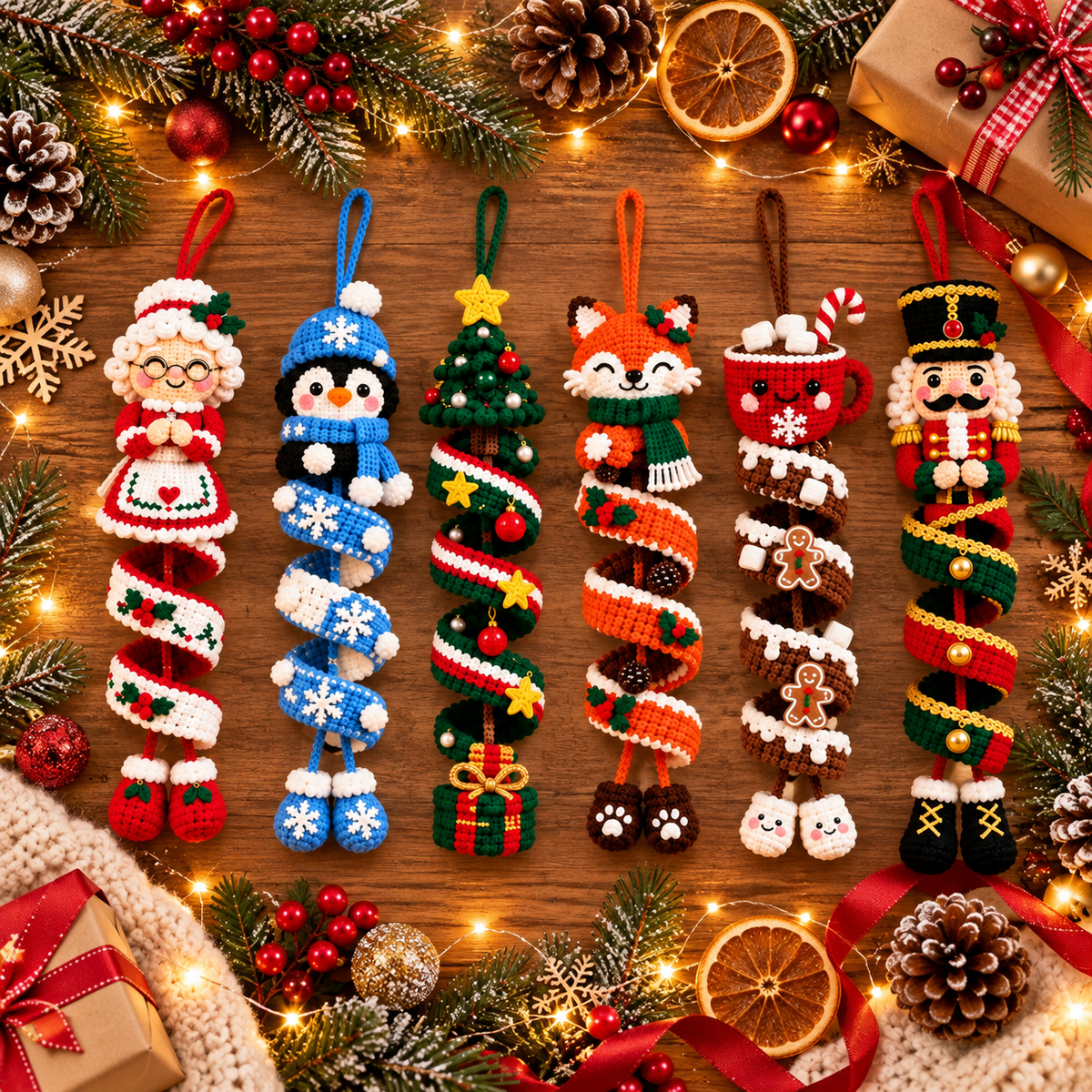 Christmas Spiral Ornament Crochet Pattern Bundle PDF | 6 Holiday Designs