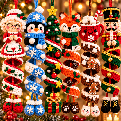 Christmas Spiral Ornament Crochet Pattern Bundle PDF | 6 Holiday Designs