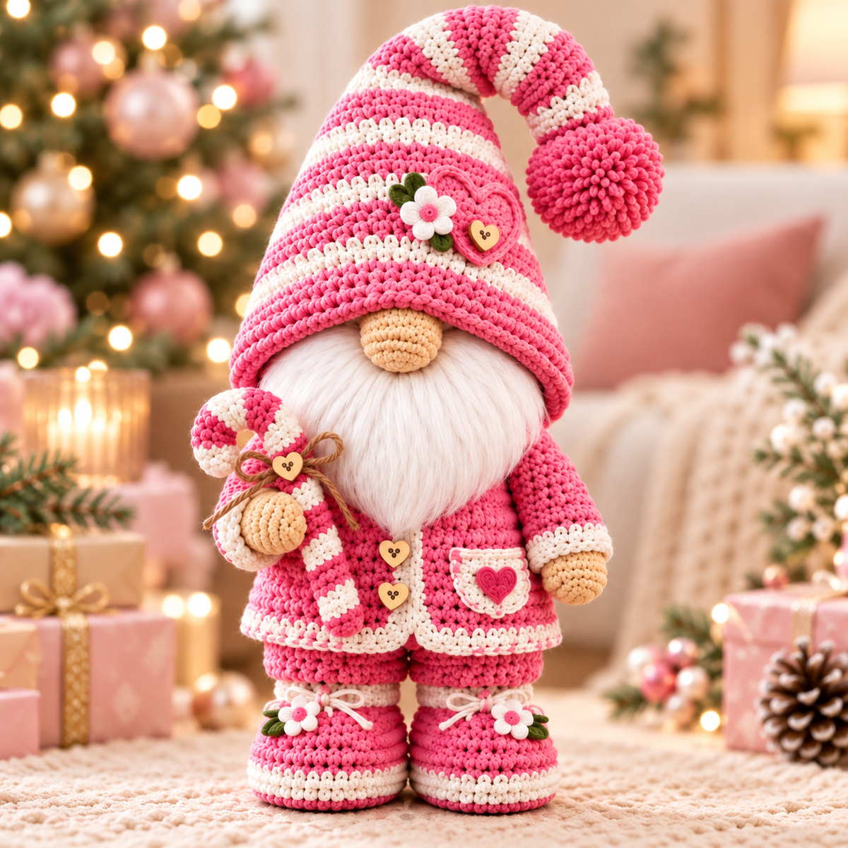 Pink Gnome Crochet Pattern Bundle PDF | 2 Floral Amigurumi Gnomes