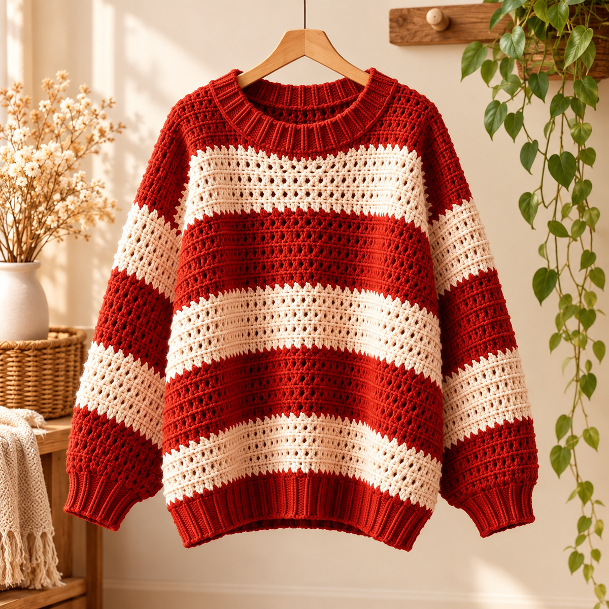 Striped Crochet Sweater Pattern PDF | Oversized Pullover 3XS–4XL
