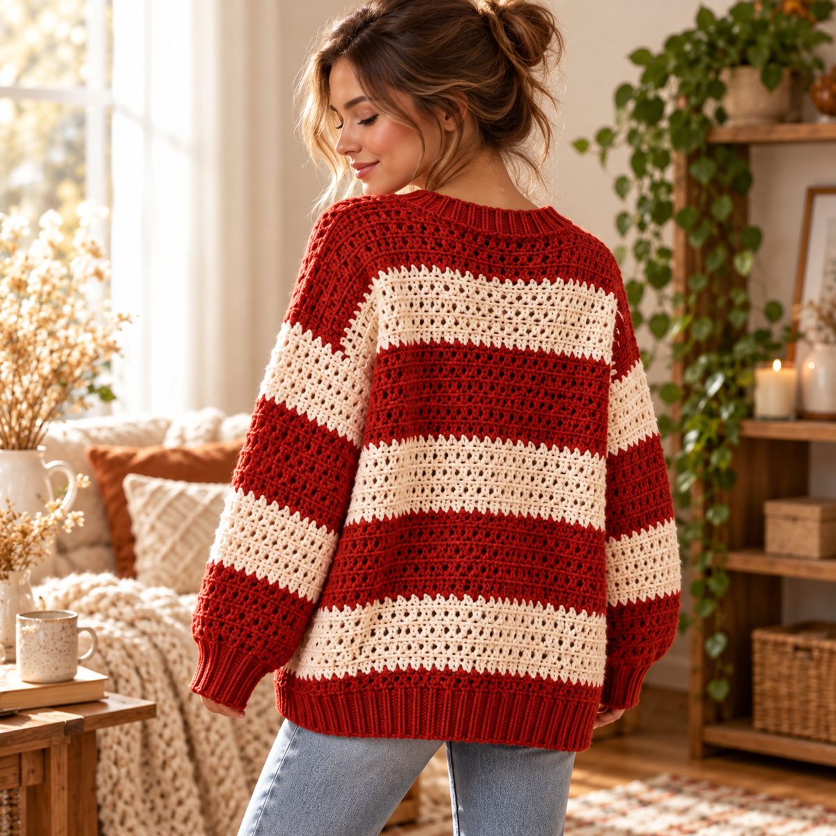 Striped Crochet Sweater Pattern PDF | Oversized Pullover 3XS–4XL