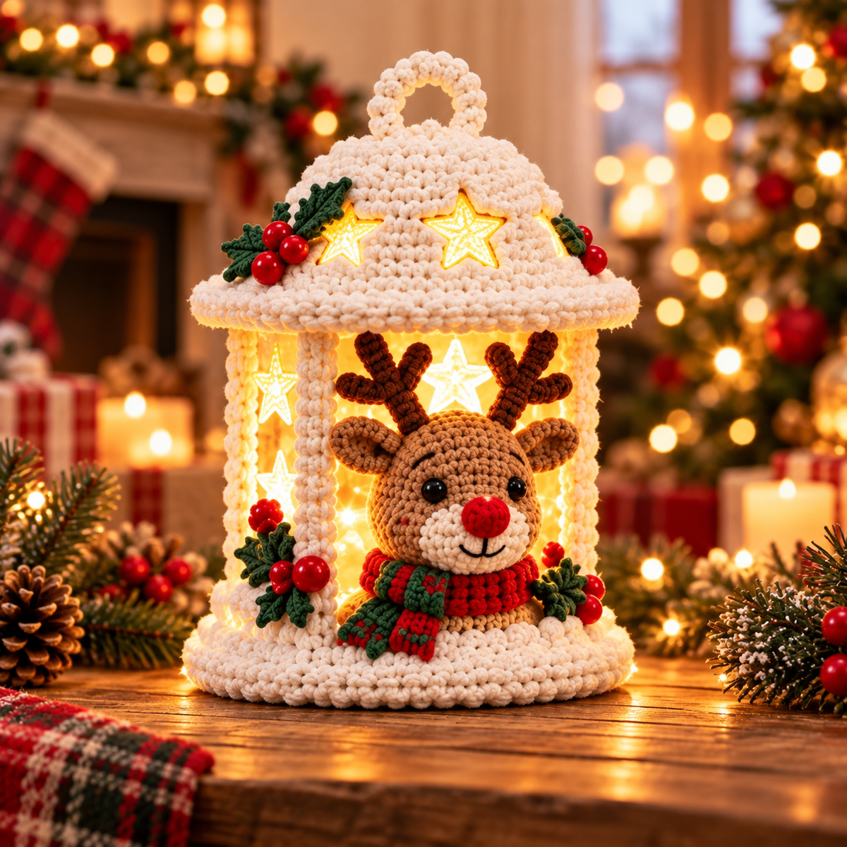 8 Christmas Crochet Lantern Patterns PDF | Winter Village LED Decor Bundle