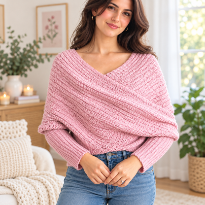 Crochet Sweater Scarf Pattern PDF | Women's Wrap with Sleeves