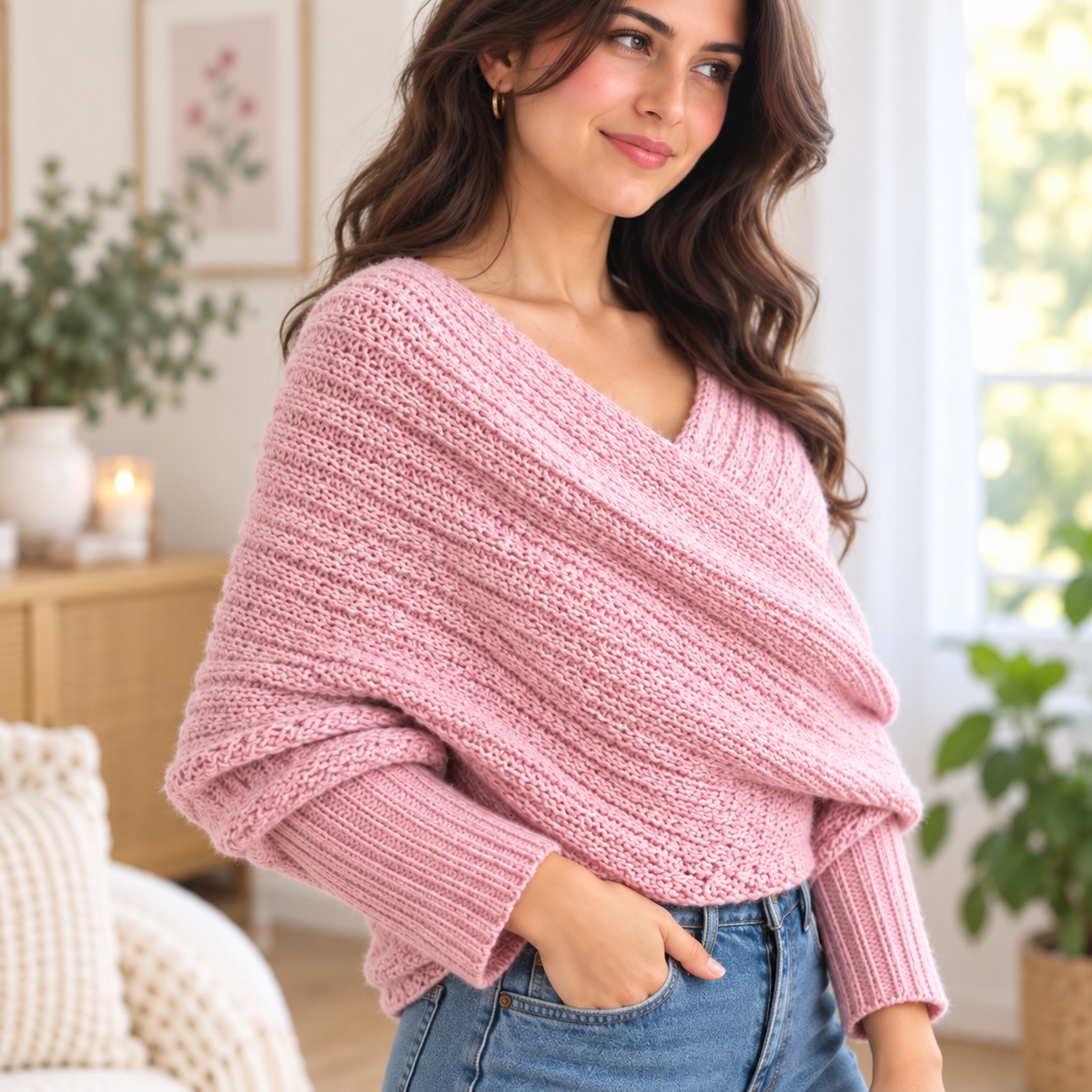 Crochet Sweater Scarf Pattern PDF | Women's Wrap with Sleeves