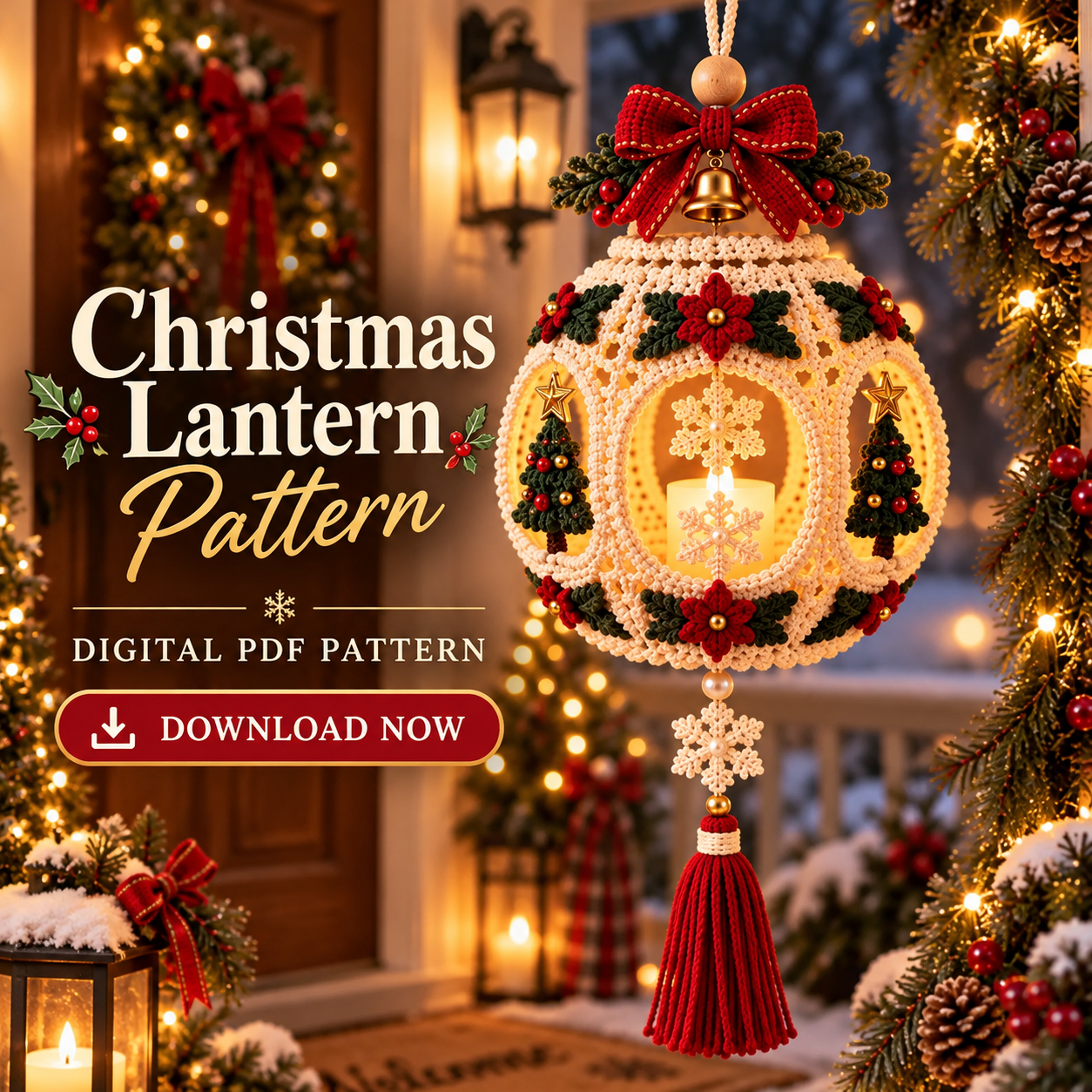 Light-Up Christmas Lantern Crochet Pattern PDF | Hanging Decor – Velora ...