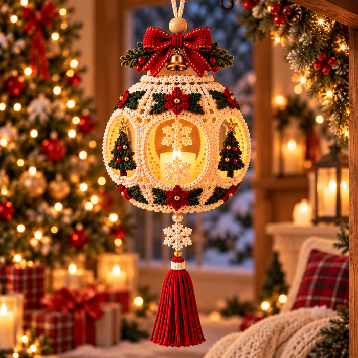 Light-Up Christmas Lantern Crochet Pattern PDF | Hanging Holiday Decor
