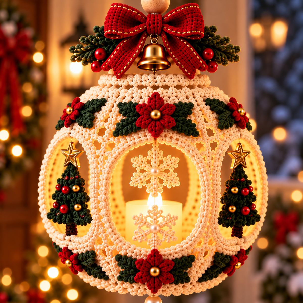 Light-Up Christmas Lantern Crochet Pattern PDF | Hanging Holiday Decor