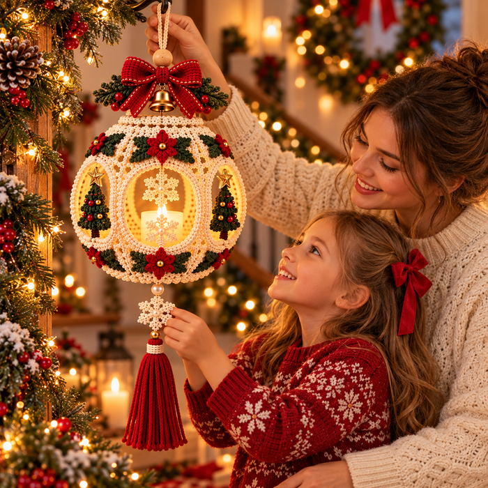 Light-Up Christmas Lantern Crochet Pattern PDF | Hanging Holiday Decor