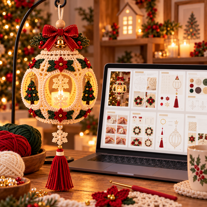 Light-Up Christmas Lantern Crochet Pattern PDF | Hanging Holiday Decor