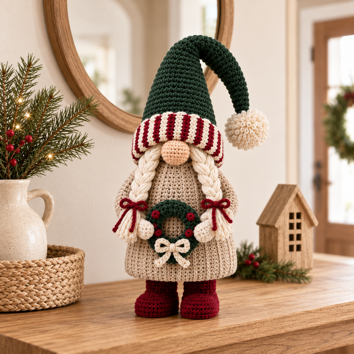 Winter Gnome Couple Crochet Pattern PDF | Scandinavian Christmas Amigurumi Set