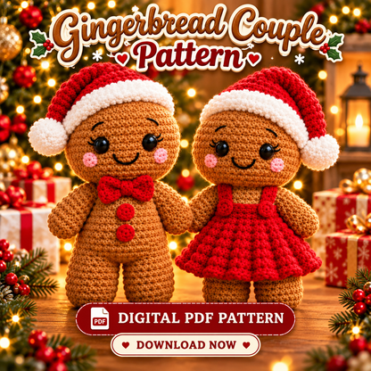 Gingerbread Couple Crochet Pattern PDF | Christmas Amigurumi Dolls