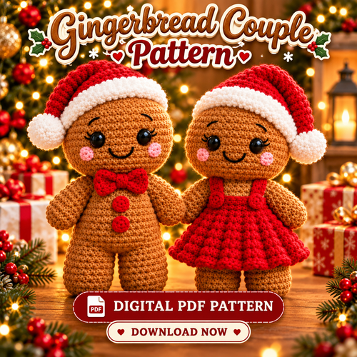 Gingerbread Couple Crochet Pattern PDF | Christmas Amigurumi Dolls