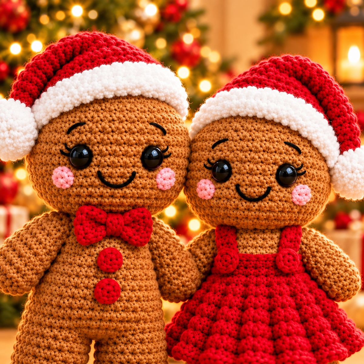 Gingerbread Couple Crochet Pattern PDF | Christmas Amigurumi Dolls