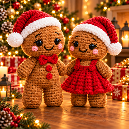 Gingerbread Couple Crochet Pattern PDF | Christmas Amigurumi Dolls