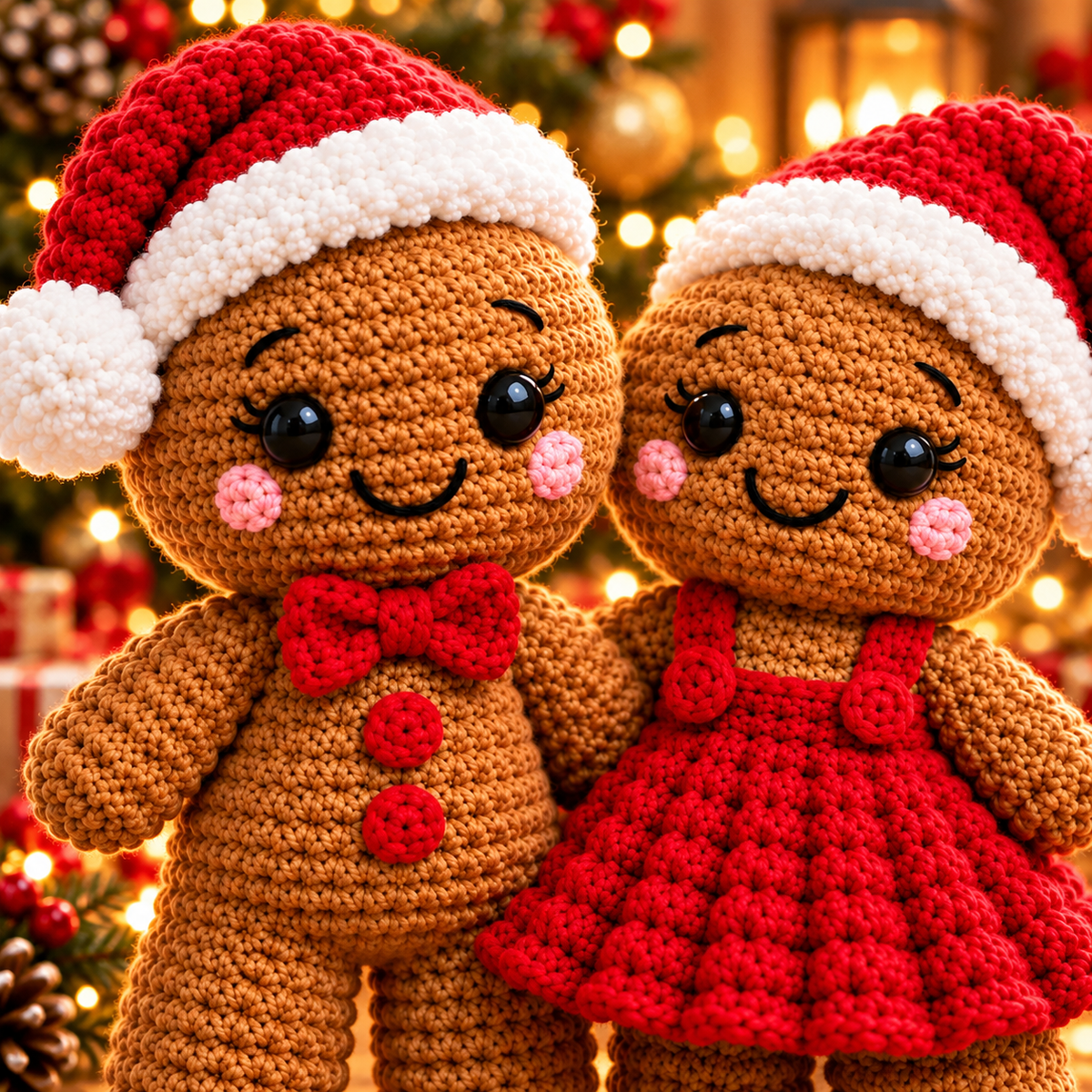 Gingerbread Couple Crochet Pattern PDF | Christmas Amigurumi Dolls