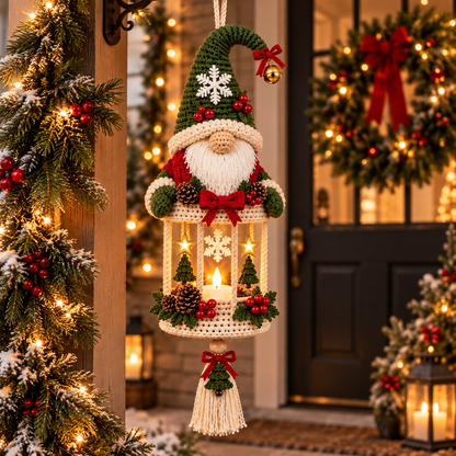 Christmas Gnome Lantern Crochet Pattern PDF | Hanging Holiday Decor