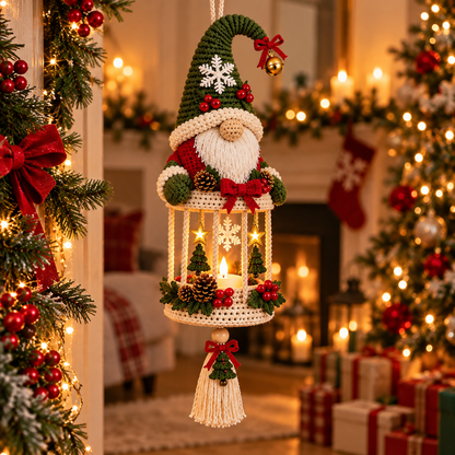 Christmas Gnome Lantern Crochet Pattern PDF | Hanging Holiday Decor