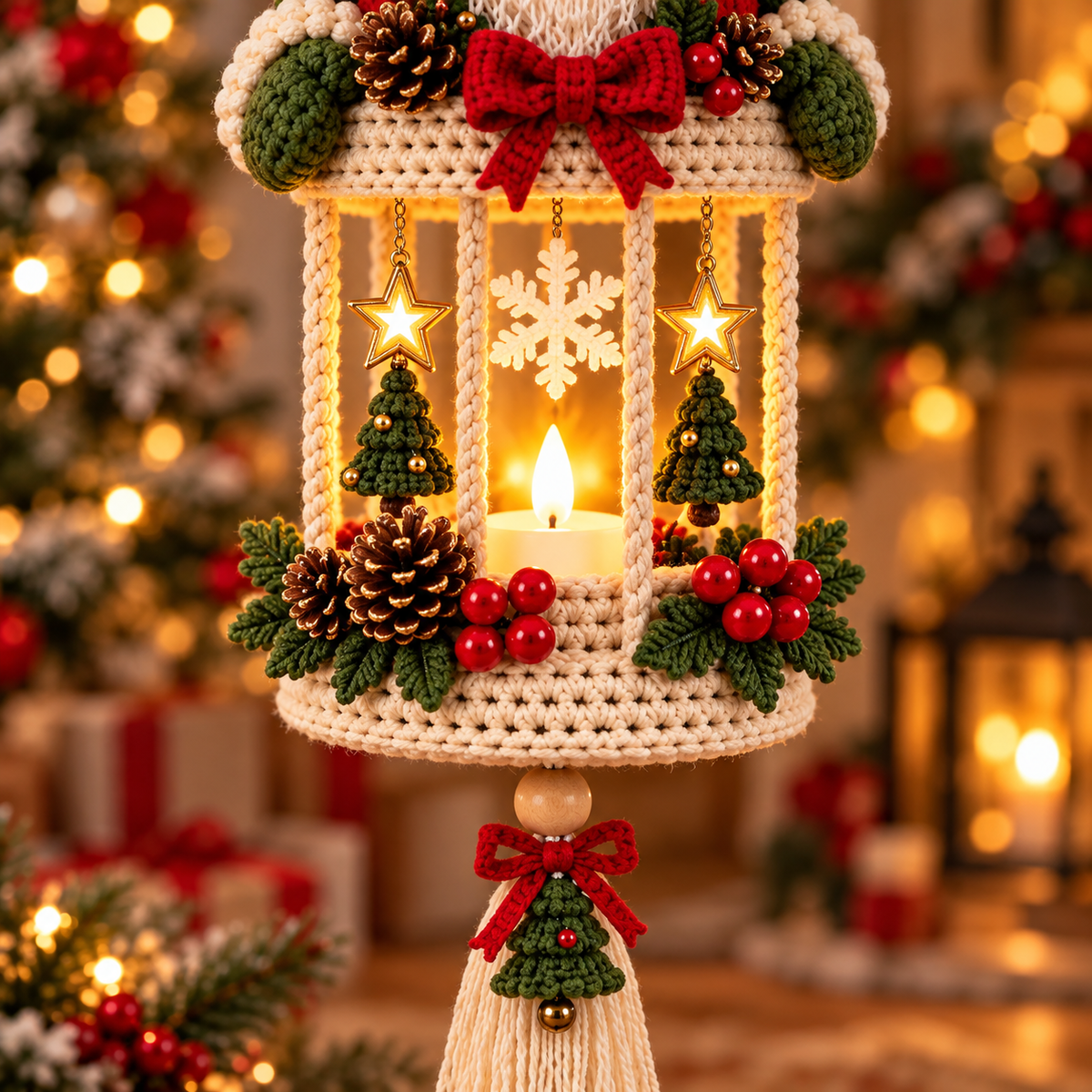 Christmas Gnome Lantern Crochet Pattern PDF | Hanging Holiday Decor