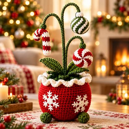 Christmas Potted Plant Crochet Pattern PDF | 3 Festive Amigurumi Designs