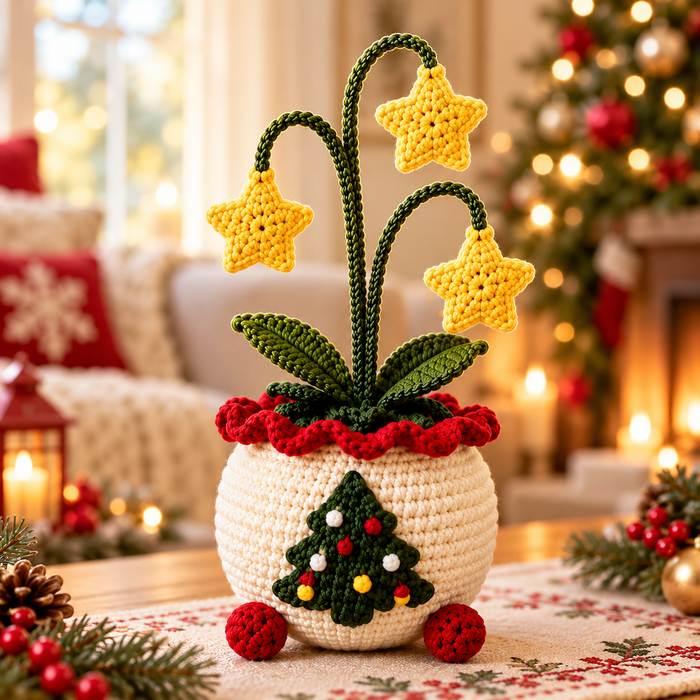 Christmas Potted Plant Crochet Pattern PDF | 3 Festive Amigurumi Designs