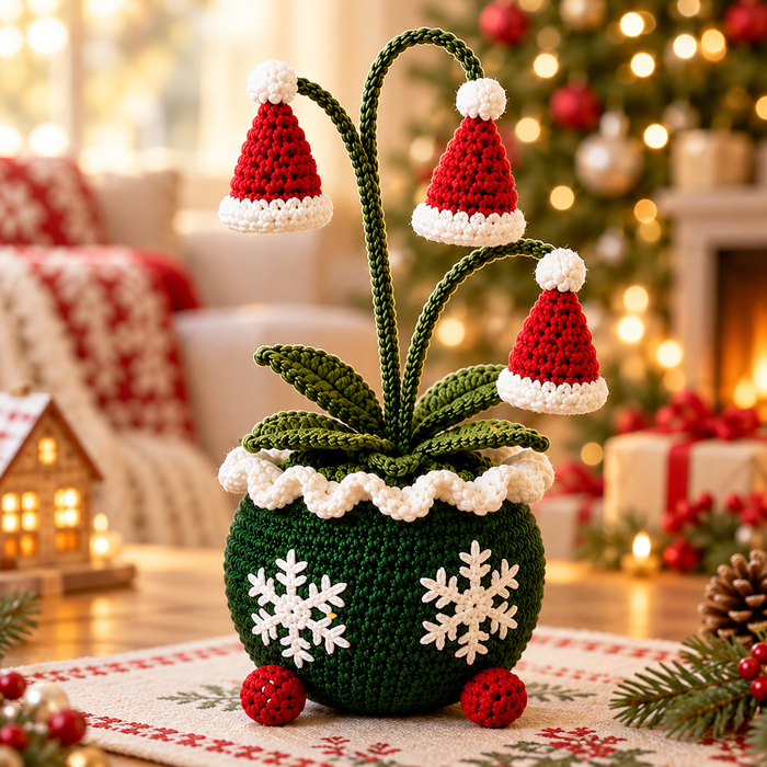 Christmas Potted Plant Crochet Pattern PDF | 3 Festive Amigurumi Designs