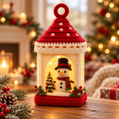 Christmas Crochet Lantern Pattern PDF | Cardinal, Snowman & Angel
