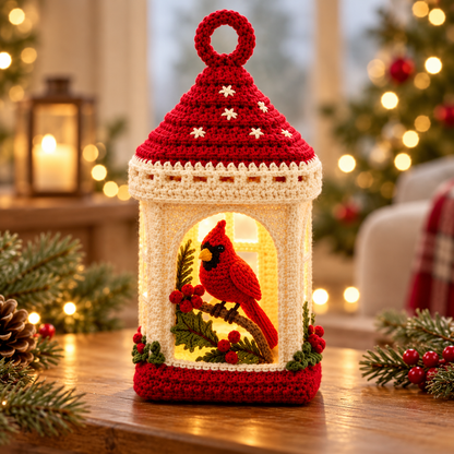 Christmas Crochet Lantern Pattern PDF | Cardinal, Snowman & Angel