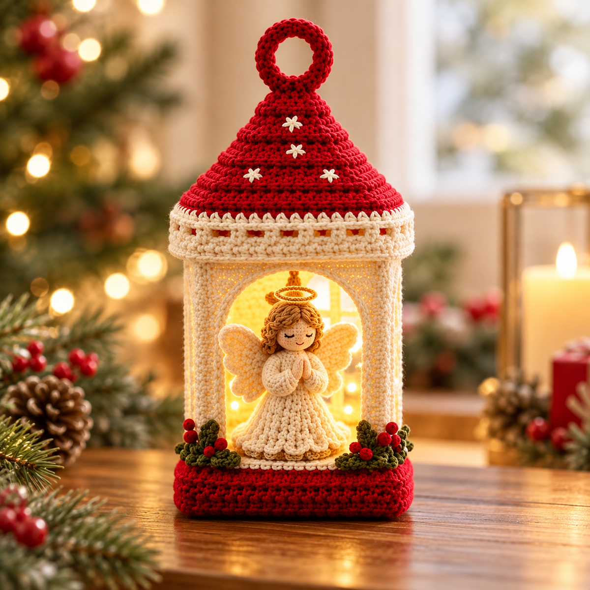 Christmas Crochet Lantern Pattern PDF | Cardinal, Snowman & Angel