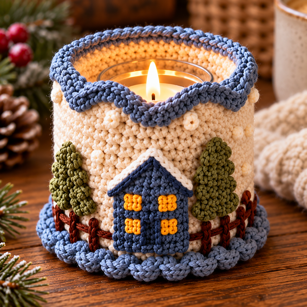 Winter Candle Cozy Crochet Pattern Bundle PDF | 4 Jar Sleeve Designs