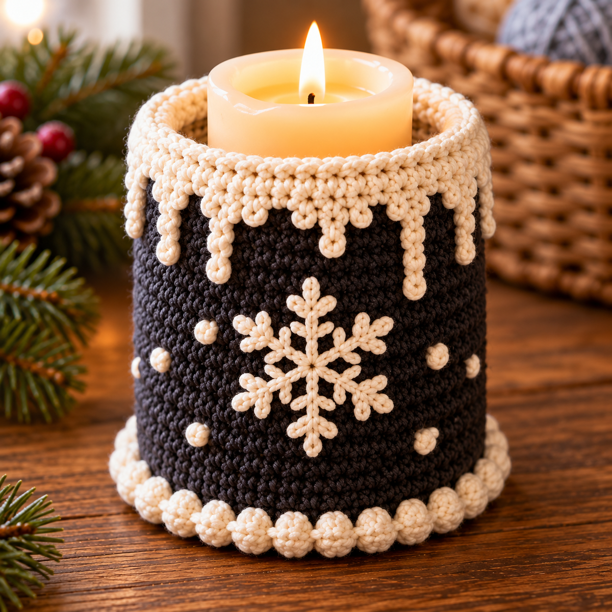 Winter Candle Cozy Crochet Pattern Bundle PDF | 4 Jar Sleeve Designs