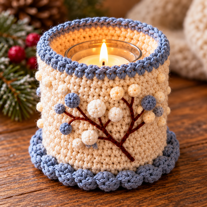 Winter Candle Cozy Crochet Pattern Bundle PDF | 4 Jar Sleeve Designs