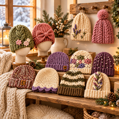12 Crochet Beanie Patterns Bundle PDF | Women's Winter Hat Designs