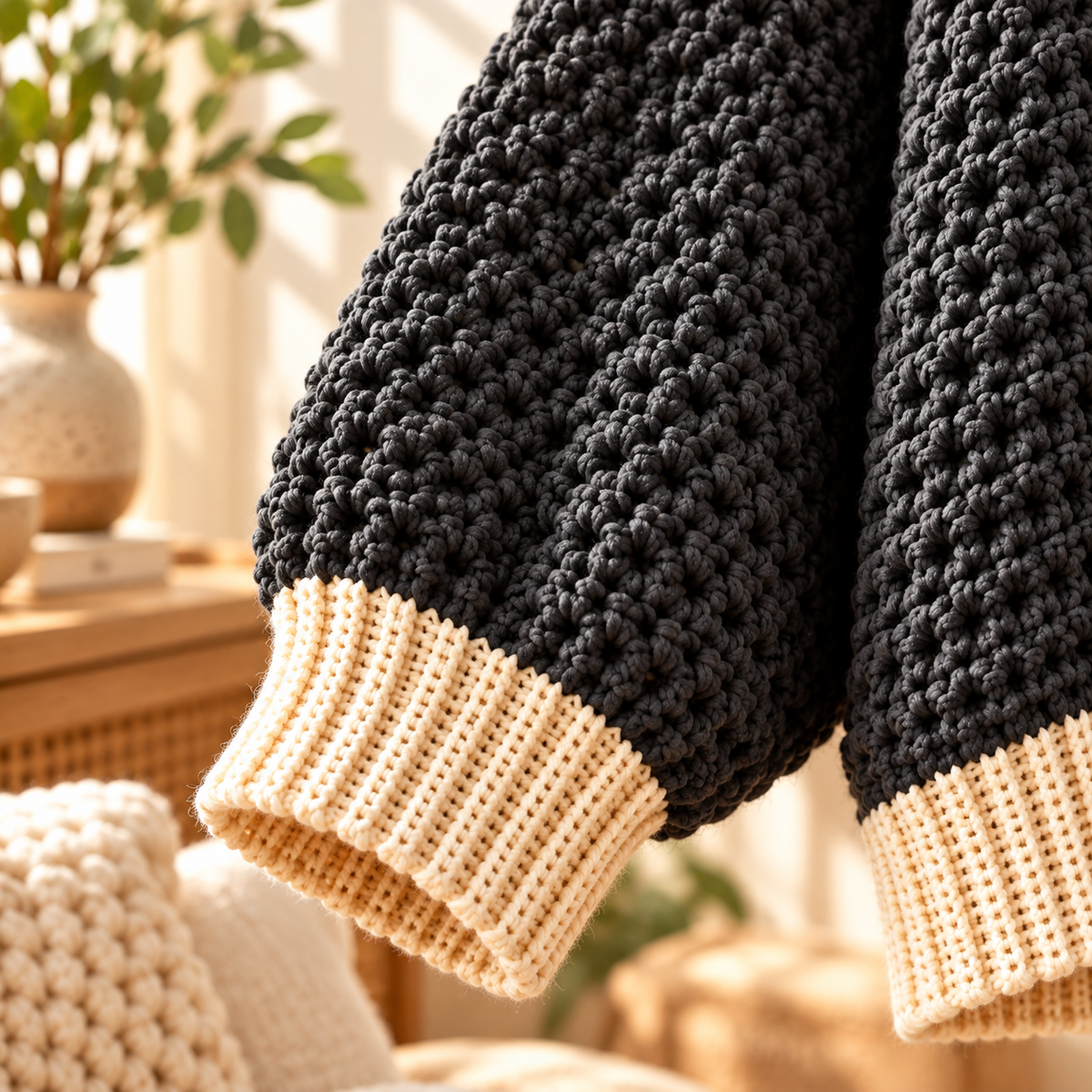 Oversized V-Neck Crochet Sweater Pattern PDF | Chunky Pullover XS–5XL