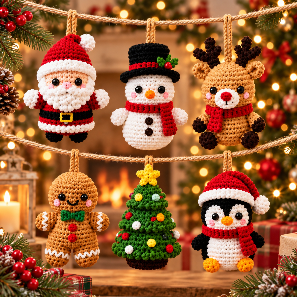 Christmas Amigurumi Ornament Crochet Pattern Bundle PDF | 6 Festive Characters