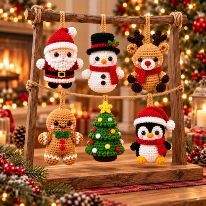 Christmas Amigurumi Ornament Crochet Pattern Bundle PDF | 6 Festive Characters