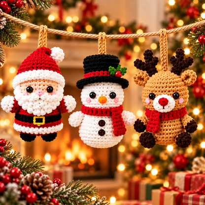 Christmas Amigurumi Ornament Crochet Pattern Bundle PDF | 6 Festive Characters