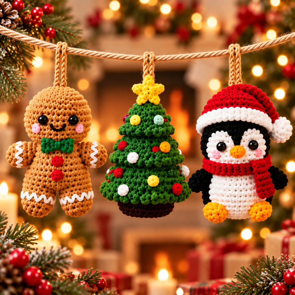 Christmas Amigurumi Ornament Crochet Pattern Bundle PDF | 6 Festive Characters
