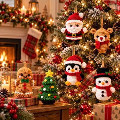 Christmas Amigurumi Ornament Crochet Pattern Bundle PDF | 6 Festive Characters