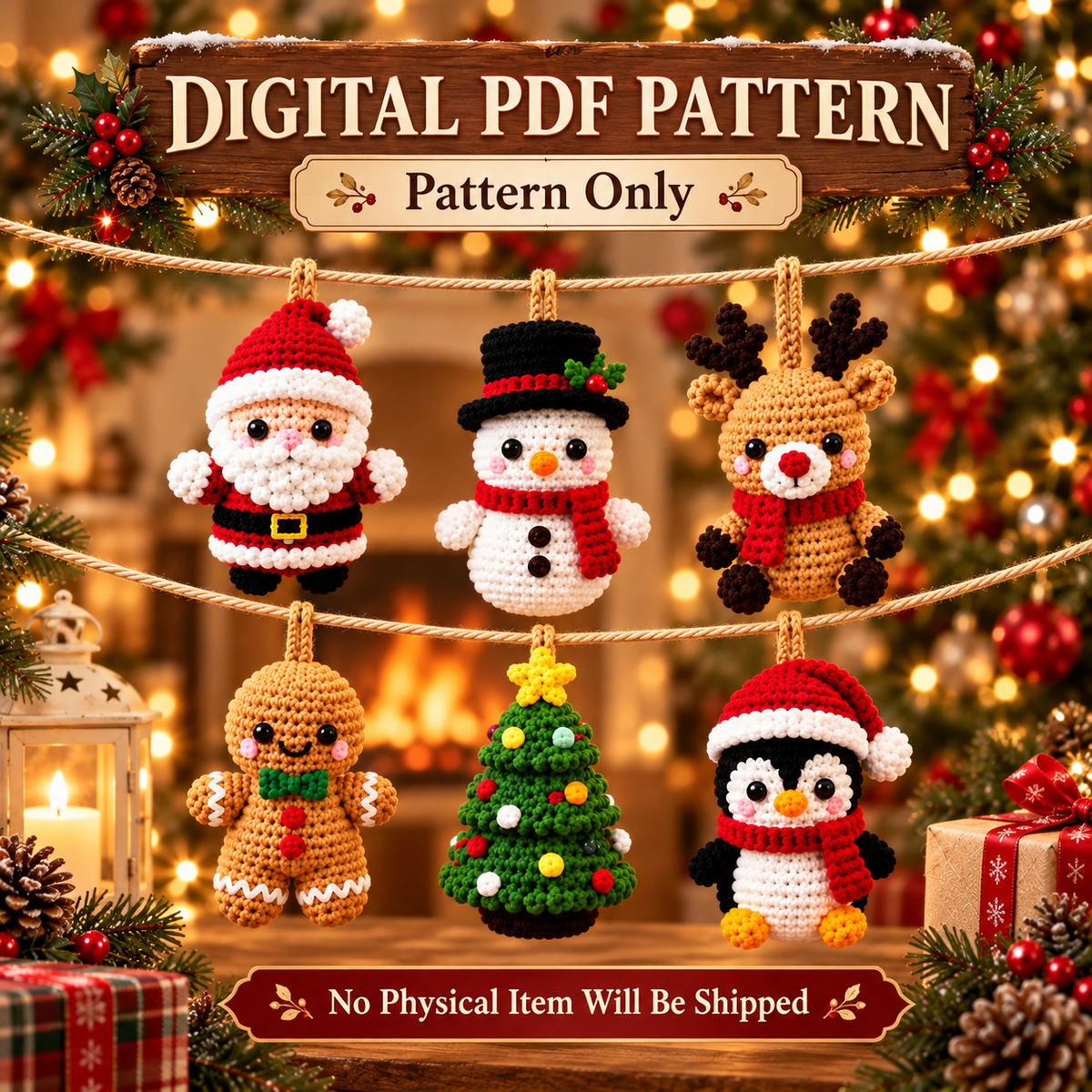 Christmas Amigurumi Ornament Crochet Pattern Bundle PDF | 6 Festive Characters