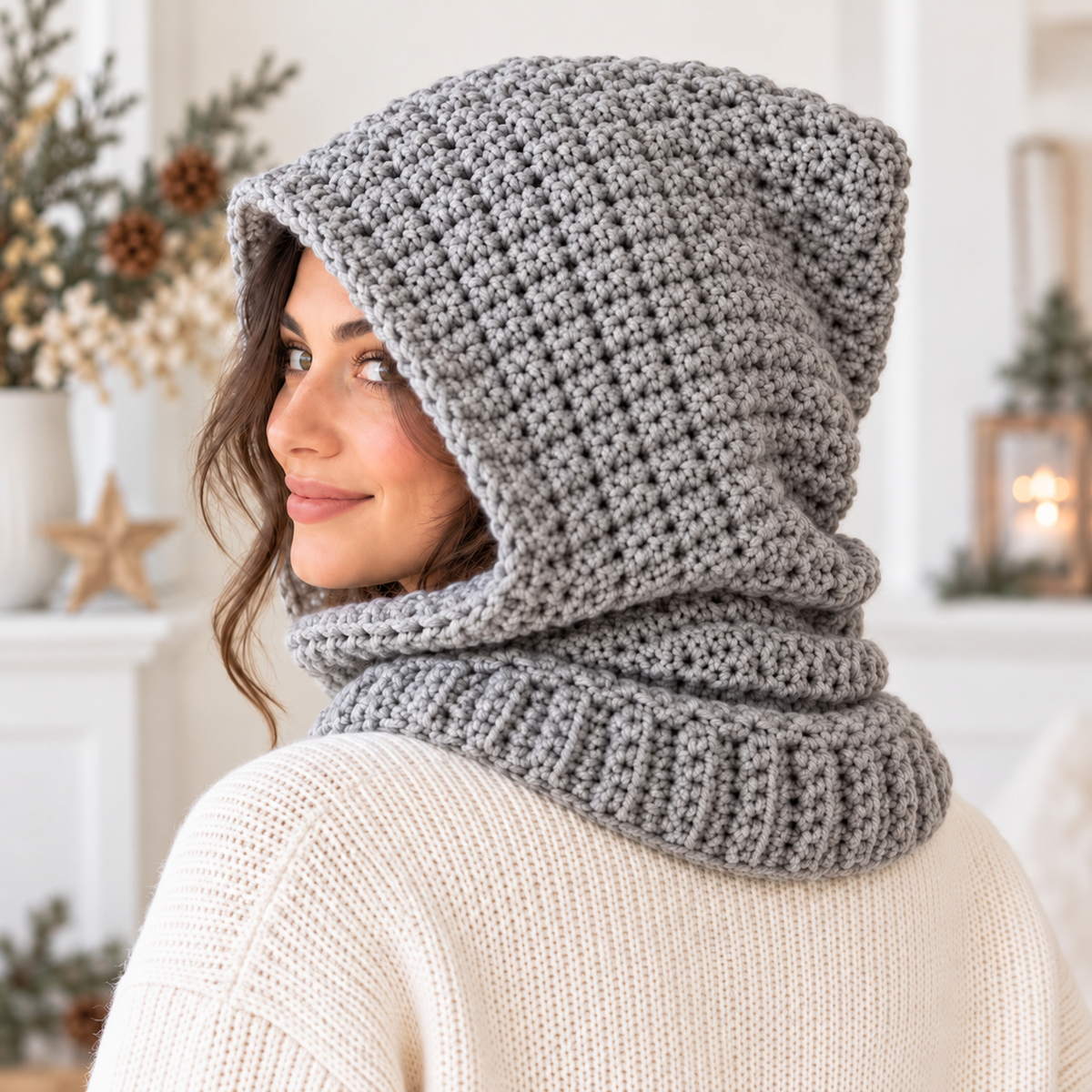 Chunky Hooded Cowl Crochet Pattern PDF | Adult Winter Neck Warmer