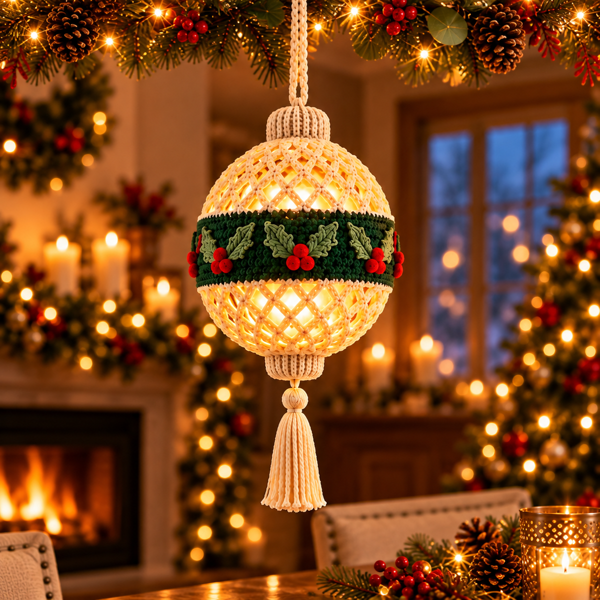 Light Up Christmas Bauble Crochet Pattern PDF | 4 LED Ornaments