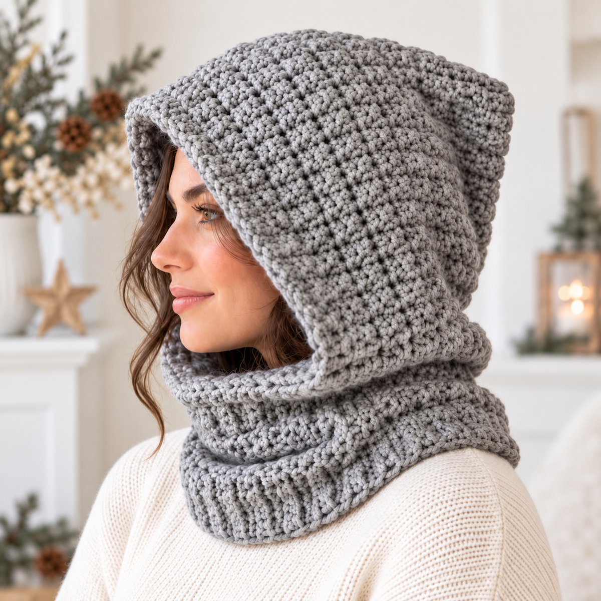 Chunky Hooded Cowl Crochet Pattern PDF | Adult Winter Neck Warmer