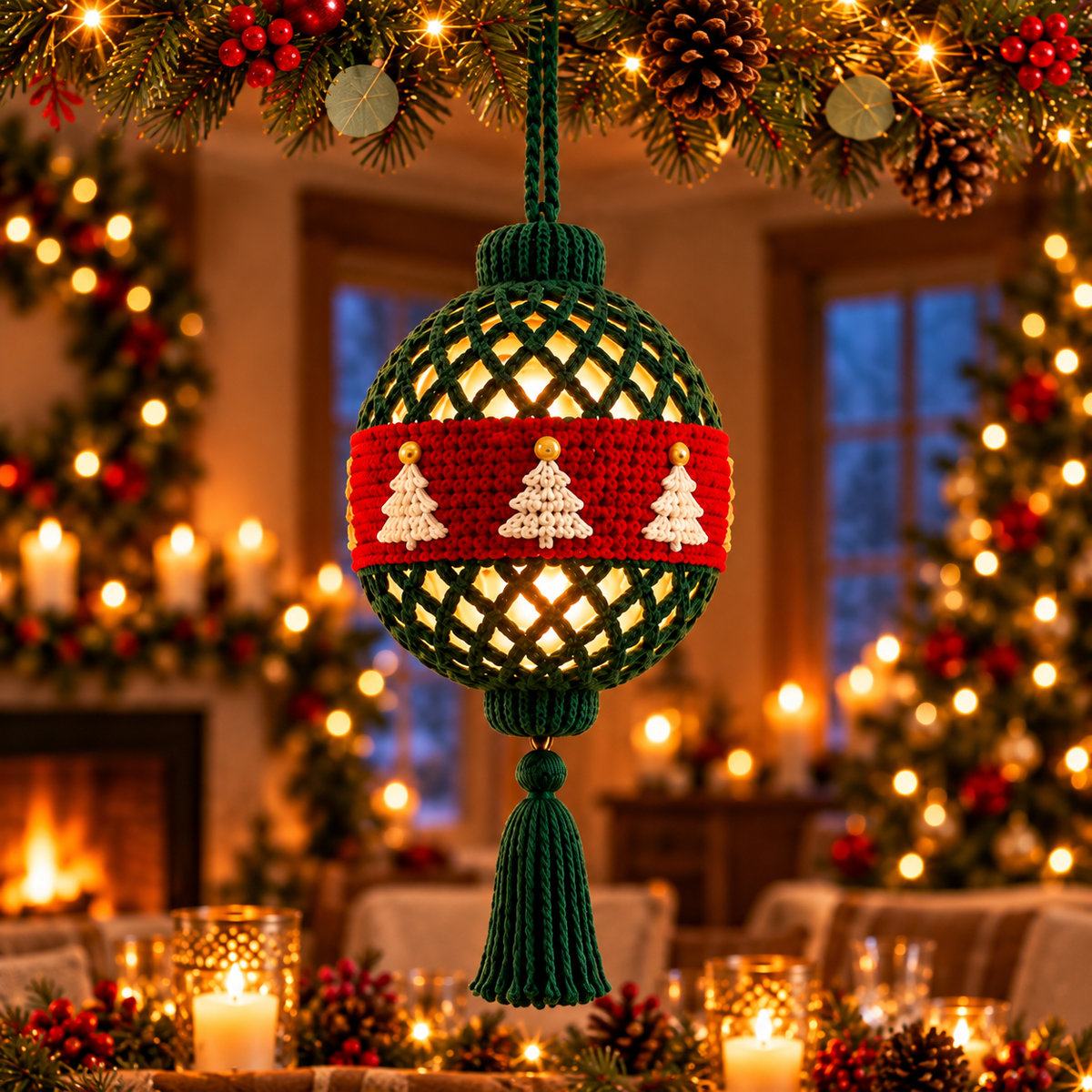 Light Up Christmas Bauble Crochet Pattern PDF | 4 LED Ornaments