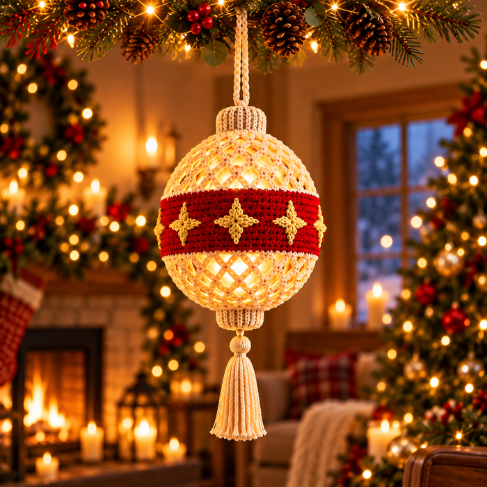 Light Up Christmas Bauble Crochet Pattern PDF | 4 LED Ornaments