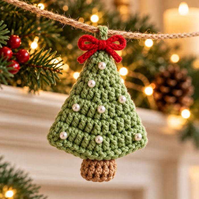 Mini Christmas Tree Garland Crochet Pattern PDF | Holiday Mantel Decor