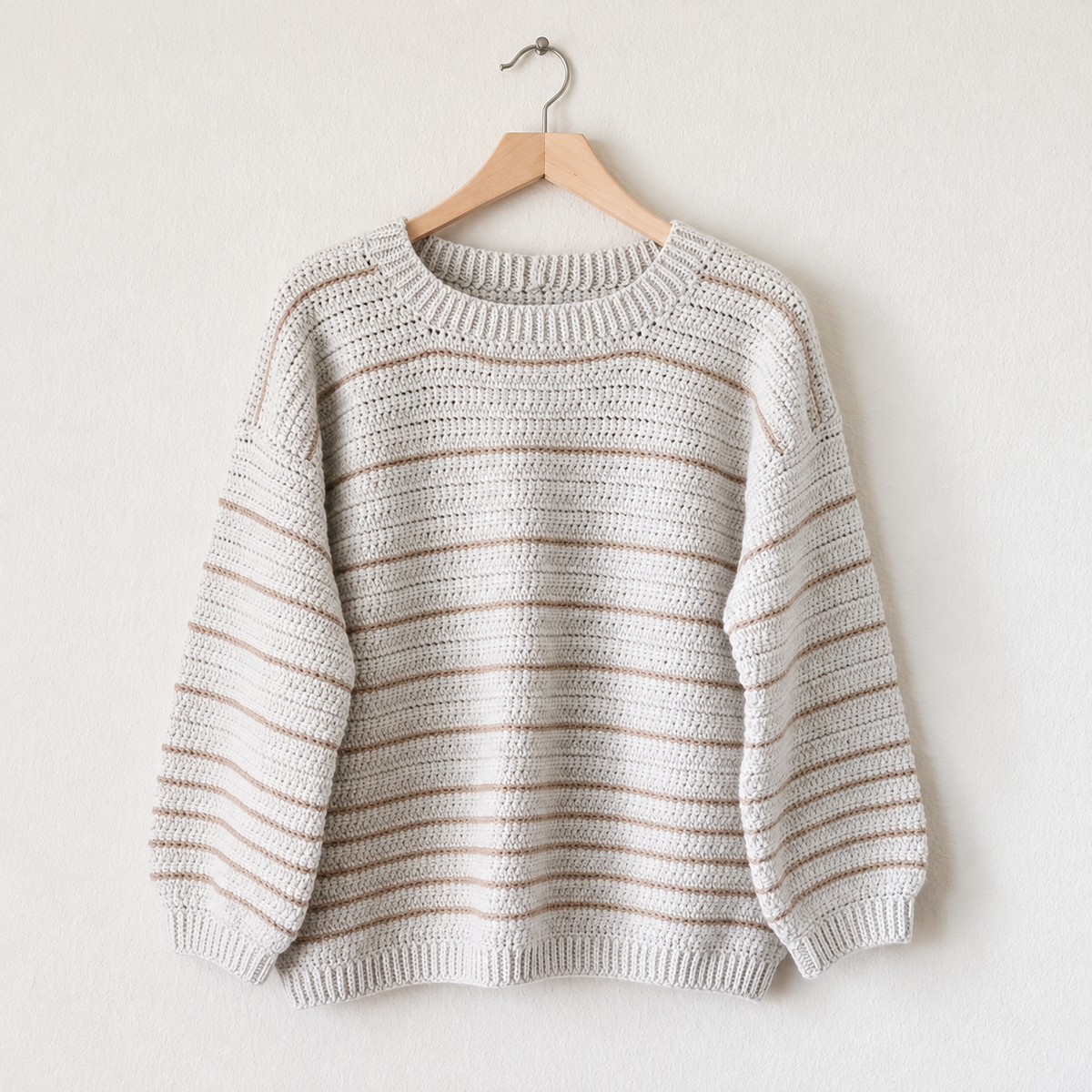 Oversized Crochet Pullover Pattern PDF | Striped Sweater XS–3XL