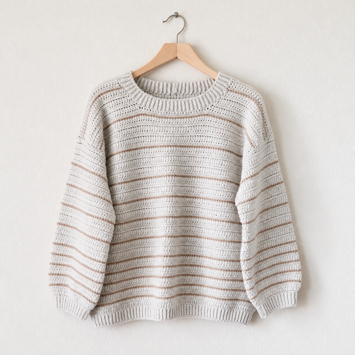 Oversized Crochet Pullover Pattern PDF | Striped Sweater XS–3XL