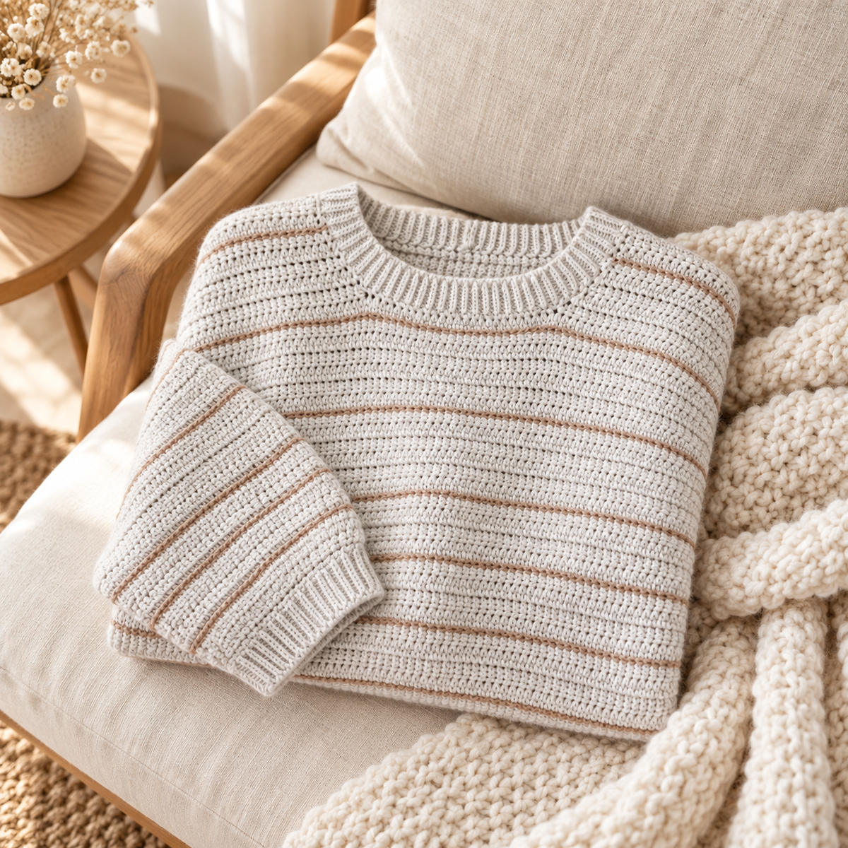Oversized Crochet Pullover Pattern PDF | Striped Sweater XS–3XL