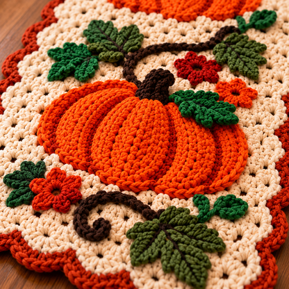 Crochet Pumpkin Table Runner Pattern PDF | Fall & Thanksgiving Decor