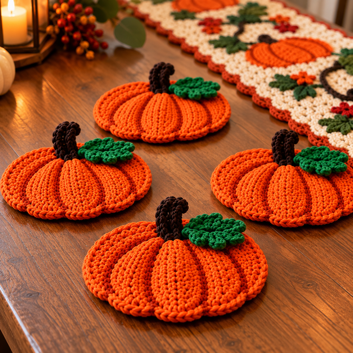 Crochet Pumpkin Table Runner Pattern PDF | Fall & Thanksgiving Decor